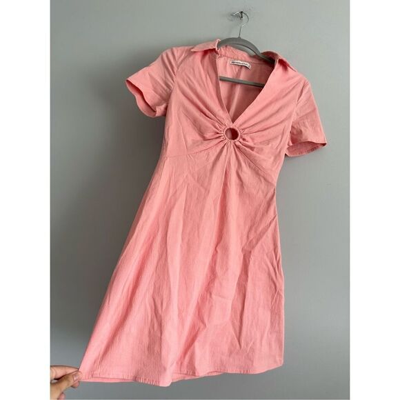 abercrombie & fitch O ring front collard short sleeve mini dress cottagecore S - Picture 2 of 6